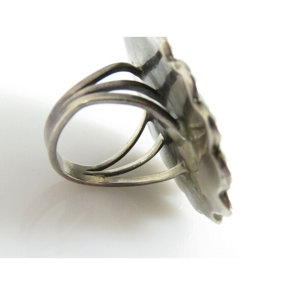 Old Pawn Pilot Mountain Turquoise Sterling Silver Ring Size 6.75 - Picture 9 of 9